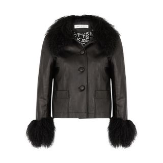 Saks Potts + Dorthe Black Shearling-Trimmed Leather Jacket