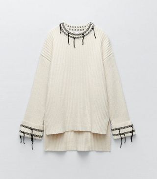 Zara + Knit Sweater With Stitching Detail