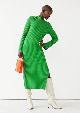 & Other Stories + Rib Knit Midi Dress