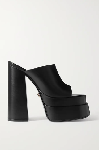 Versace + Leather Platform Mules
