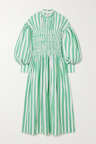 Ganni + Stripe Shirred Dress