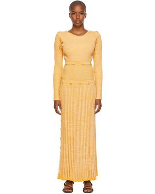 Christopher Esber + Yellow Deconstruct Long-Sleeve Mid-Length Dress