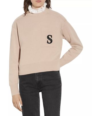 Sandro + Lucille Ruffled Collar Embroidered Sweater
