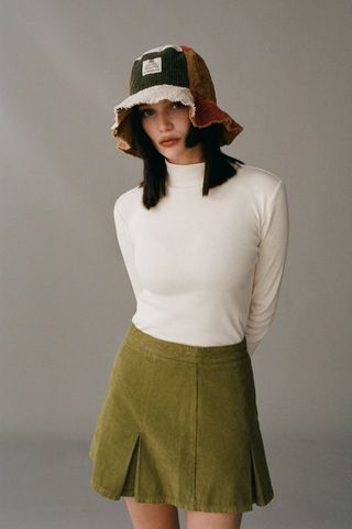 Urban Outfitters + Pleated Corduroy Mini Skirt