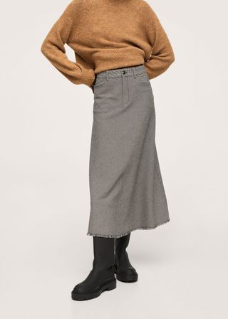 Mango + Checked Midi Skirt