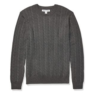 Amazon Essentials + Crewneck Cable Cotton Sweater