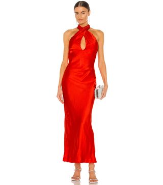 Bardot + Claudia Bias Cut Dress in Lipstick Red
