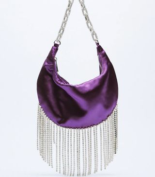 Zara + Shiny Satin Shoulder Bag