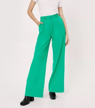 Nasty Gal + Pleated Wide Leg High Waisted Tailored Pants