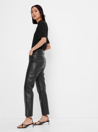 Gap + Sky High Rise Faux-Leather Cheeky Straight Pants