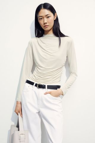 H&M + Draped Mock Turtleneck Top