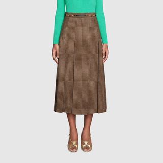 Gucci + Pleated Skirt With Double G Chain