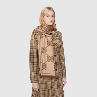 Gucci + GG Wool Jacquard Scarf