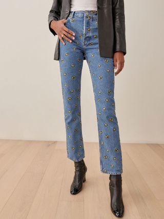 Reformation + Mixed Emotions High Rise Straight Jeans