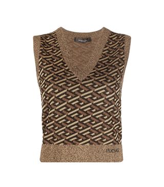 Versace + La Greca Metallic Jacquard Vest