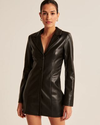 Abercrombie & Fitch + Vegan Leather Blazer Dress
