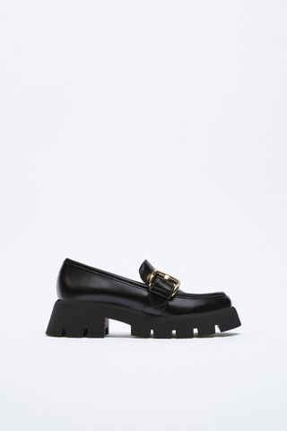 Zara + Lug Sole Buckle Loafers