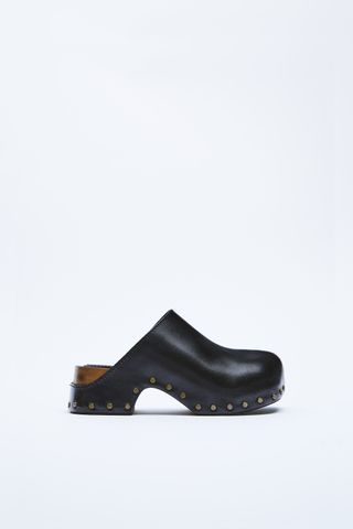 Zara + Studded Leather Clogs