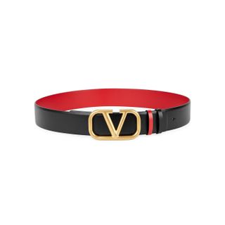 Valentino + Valentino Garavani Vlogo Reversible Leather Belt