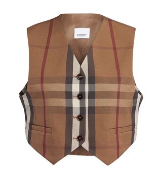 Burberry + Check Print Cropped Waistcoat