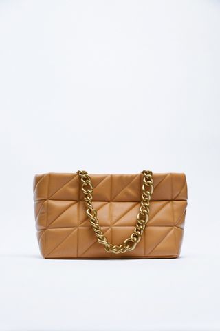 Zara + Quilted Chain Tote Bag