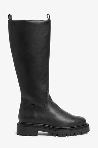 Monki + Faux Leather Knee-High Boots