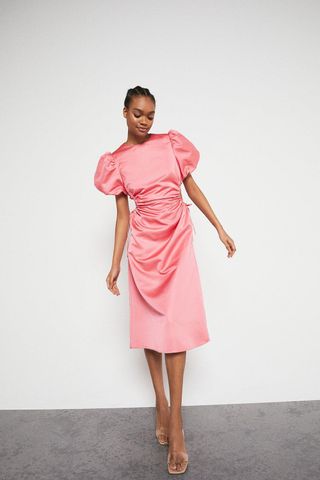 Warehouse + Satin Dress With Cut Outs