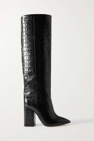 Paris Texas + Anja Croc-Effect Leather Knee Boots