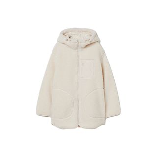H&M + Hooded Faux Shearling Jacket