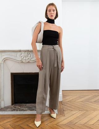 Pixie Market + Belted High-Waisted Pants