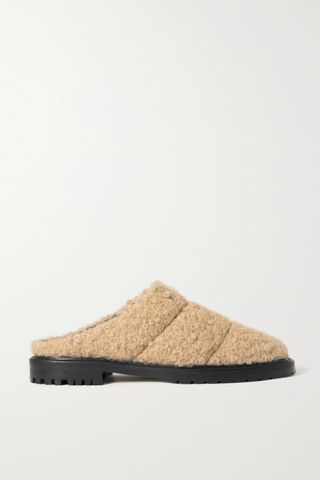 Staud + Astro Quilted Faux Shearling Mules