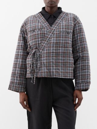 Deiji Studios + Padded Organic-Cotton Flannel Wrap Jacket