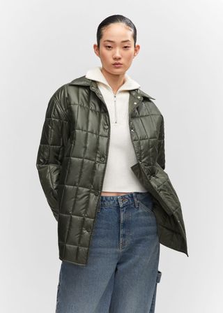 Mango + Quilted Anorak With Shirt Collar