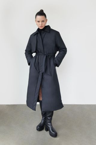 Oak and Fort + Long Belted Puffer Coat
