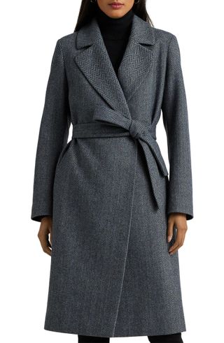Lauren Ralph Lauren + Herringbone Wrap Coat