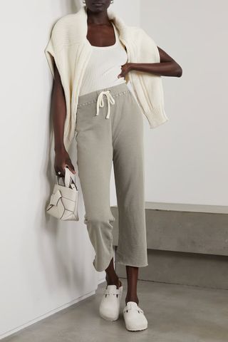 James Perse + Cropped Supima Cotton-Terry Track Pants
