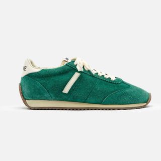 Re/Done + 70s Runner Shoe in Green Suede