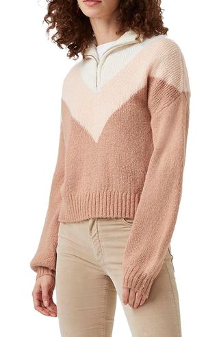 French Connection + Natalya Chevron Half-Zip Sweater