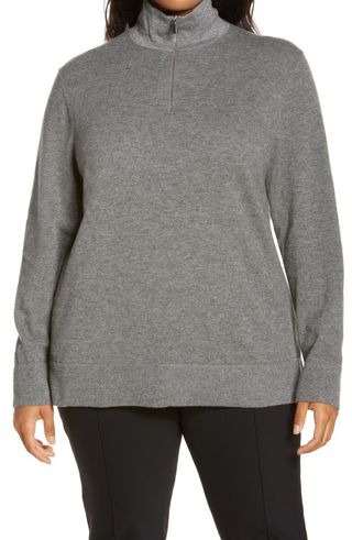 Lafayette 148 New York + Half Zip Wool & Cashmere Sweater