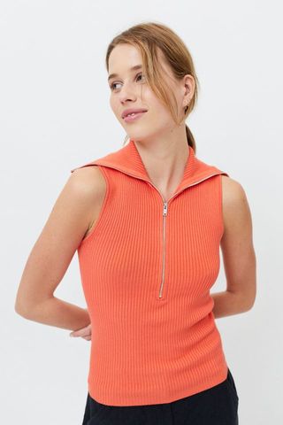 Urban Outfitters + Talia Zip-Front Sleeveless Sweater