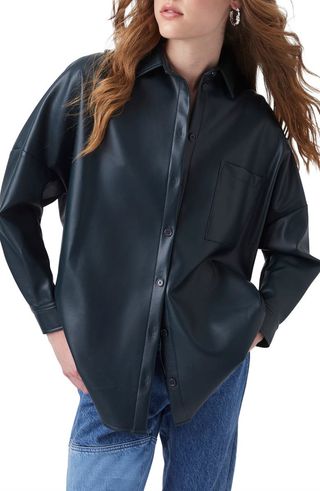 French Connection + Crolenda Faux Leather Shirt