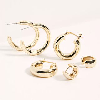 Free People + Gold Plated Hoop Earring Set