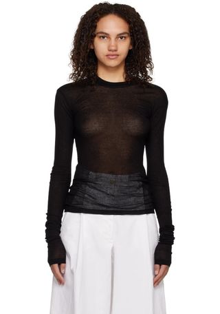 Bite + Black Semi-Sheer Long Sleeve T-Shirt