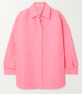 Valentino + Oversized Neon Silk Shirt