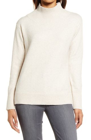Caslon + Funnel Neck Cotton Blend Sweater