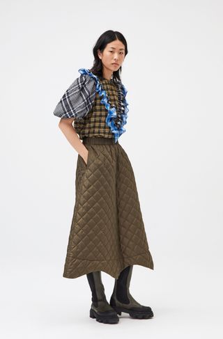 Ganni + Recycled Ripstop Quilt Skirt