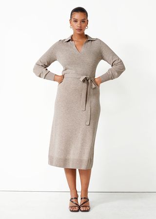 & Other Stories + Belted Knit Midi Dress