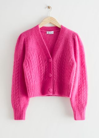 & Other Stories + Cable Knit Wool Cardigan