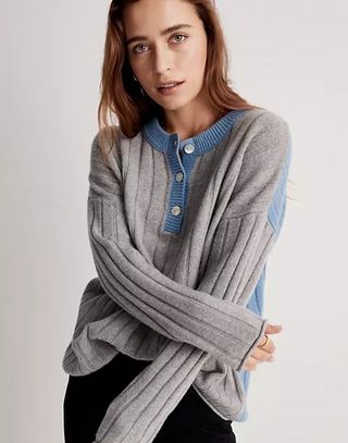 Madewell x Donni + Cashmere-Merino Pullover Sweater in Colorblock