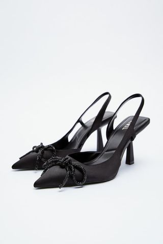 Zara + Shimmery Mid-Heel Slingback Shoes